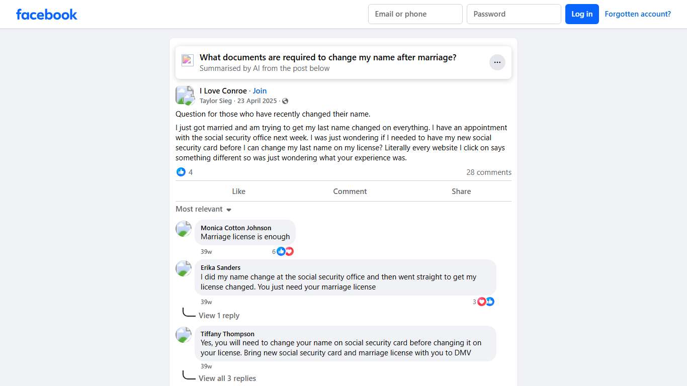 I Love Conroe Question for those who have recently changed their name Facebook